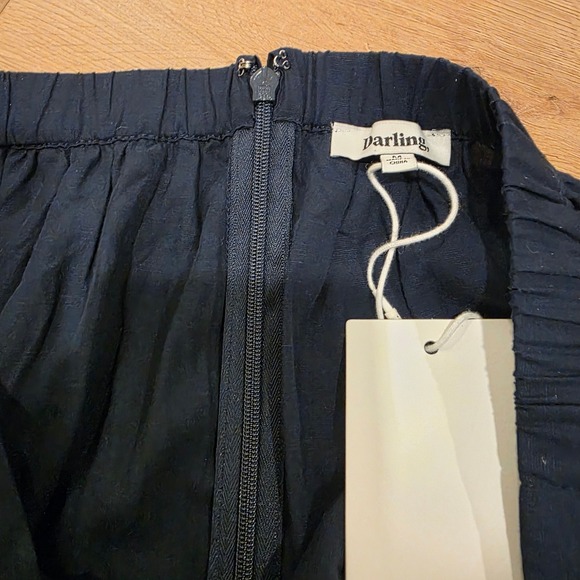 Darling Maxi Skirt Womens M Navy Blue Tencel Linen Tiered Coastal Modest Boho - Picture 5 of 11